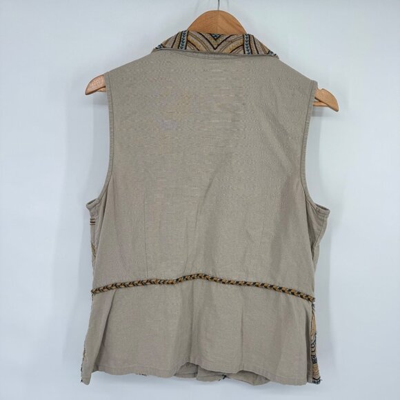 Coldwater Creek Embroidered Linen & Rayon Vest boho  Womens Size 14 - Picture 12 of 12